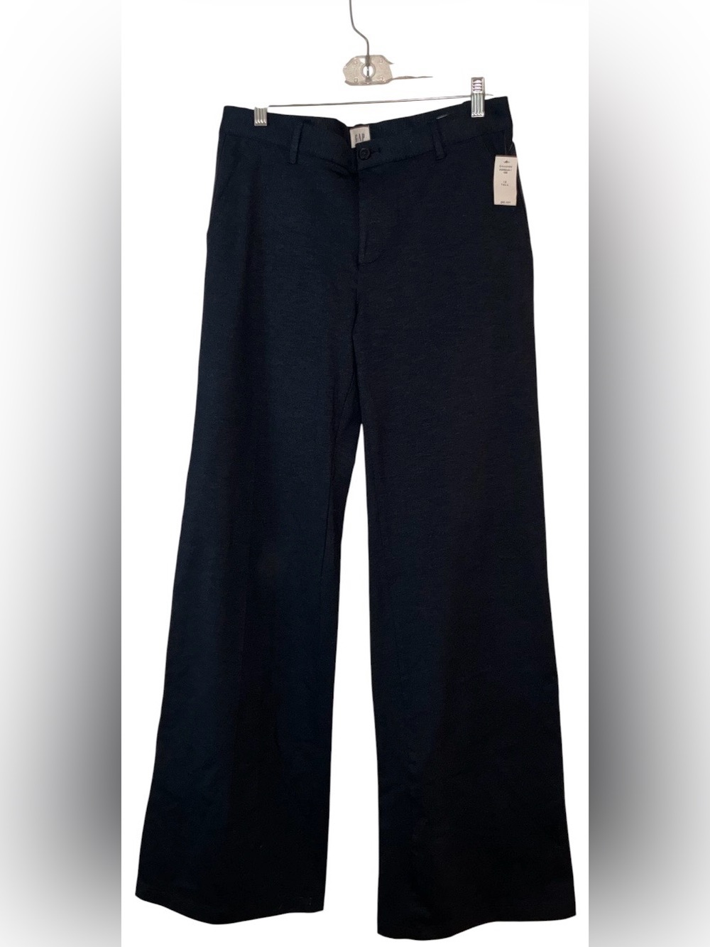 NWT GAP Wide-leg Navy Heather knit Pants/Trousers Sz 10 Tall